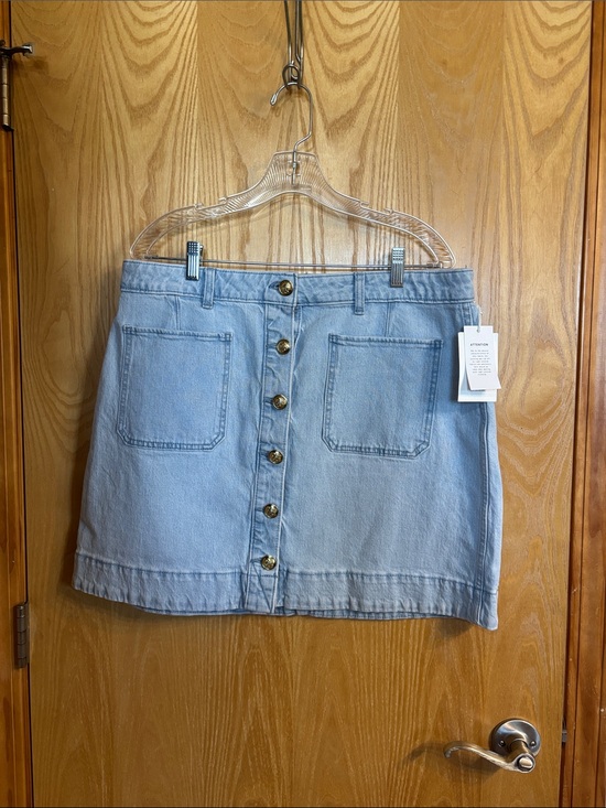 Free Assembly Dresses & Skirts - Light Wash Button-Front Denim Mini Skirt